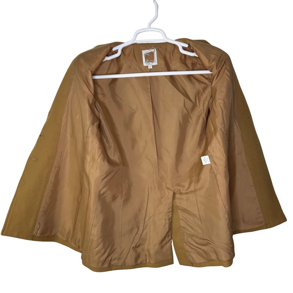Vintage 100% Wool Safari Blazer Women's 6 Camel Tan‎ Utility Jacket Made in USA - Picture 3 of 9